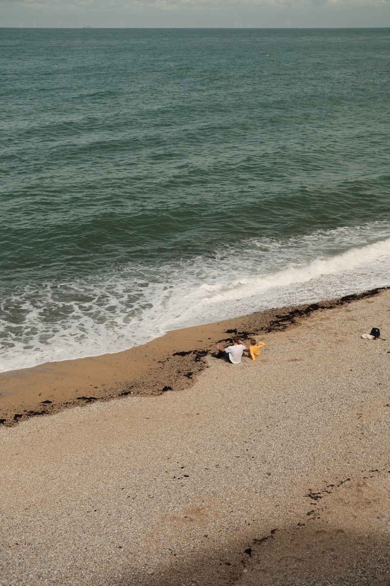 a sandy beach next to the ocean under a cloudy sky